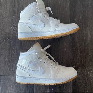 Nike Women Air Jordan 1 Mid Phantom Gum BQ6472 021 White Cream Size 7.5
